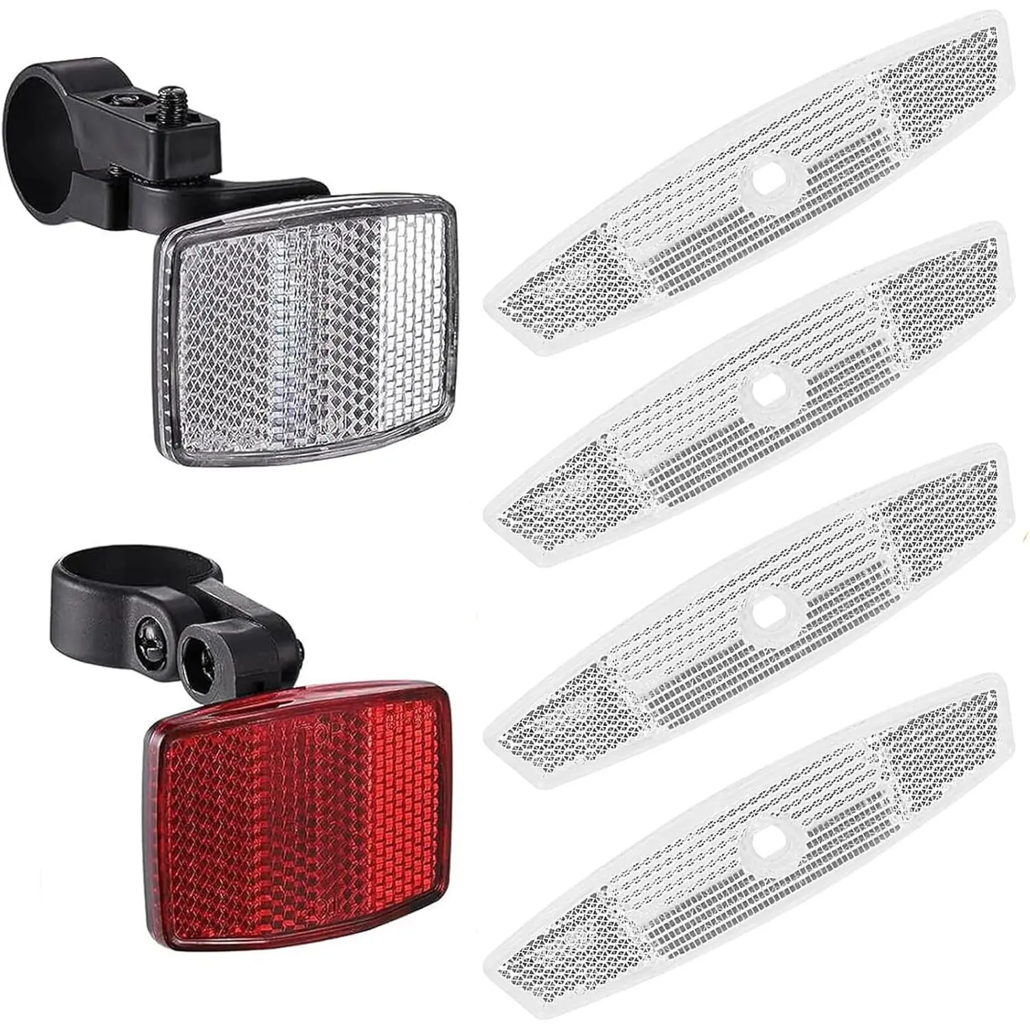 6 Pcs Bicycle Reflectors Front and Rear Kit Bike Wheel Spoke Reflectors Accessories, Mountain Bike Safety Warning Reflectors for Night Cycling, Handlebar, Seatpost