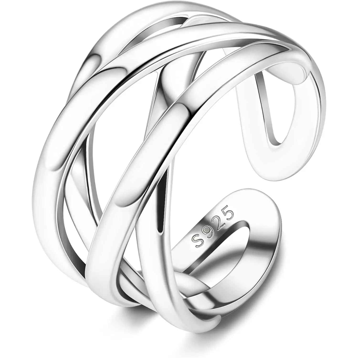 Adjustable 925 Sterling Silver Celtic Knot Rings Open Knuckle Rings for Women Thumb Finger Rings Minimalist Cross Line Band Rings