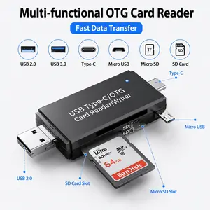 Ultimate OTG 4-in-1 Card Reader: Portable Adapter for Micro SD/TF Memory Cards, High-Speed Data Transfer, Plug & Play. Compact & Lightweight, Universal Reader for Fast File Sync with Multiple Devices. Must-Have Tool for Efficient Work.