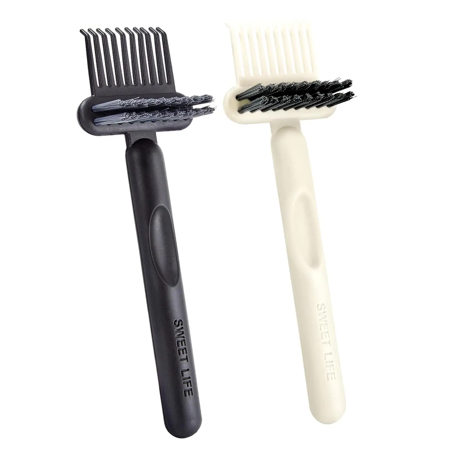 2 Pack Hair Brush Cleaning Tool, 2-in-1 Cleaner Tool, Portable Cleaning Tool Set for Brush Comb Keyboard, Remover Rake for Removing Hair Dust, Home and Salon Use(Black&White)