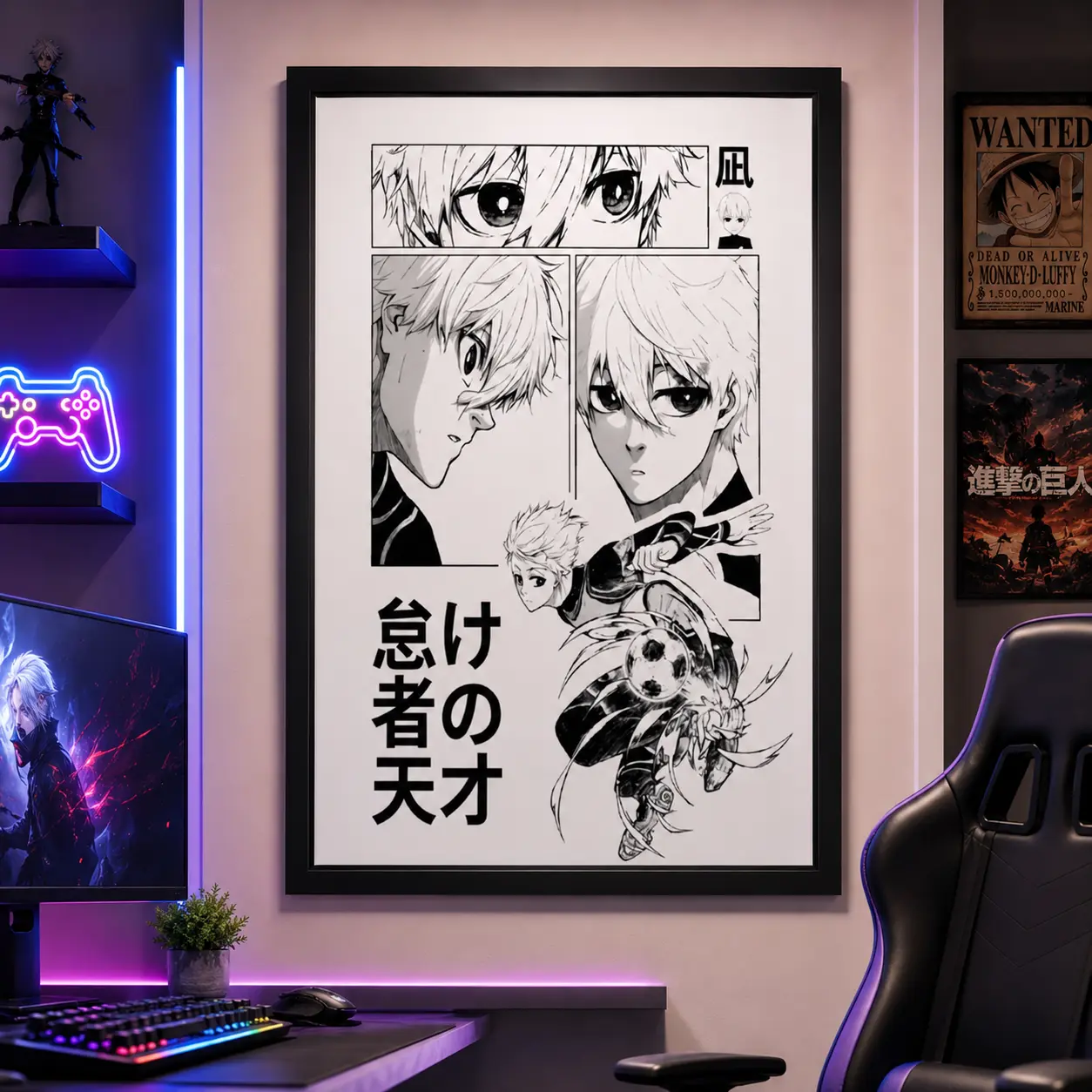 Seishiro Nagi Blue Lock Anime Poster, Minimalist Black & White Art Print, Poster Home Decor, Gift For Anime Fans, Canvas Wall Art, Framed Canvas, Manga Style Wall Decor, Gaming Room Decor, Otaku Room Decor, Bedroom Decor, Office Decor, Posters Room Decor