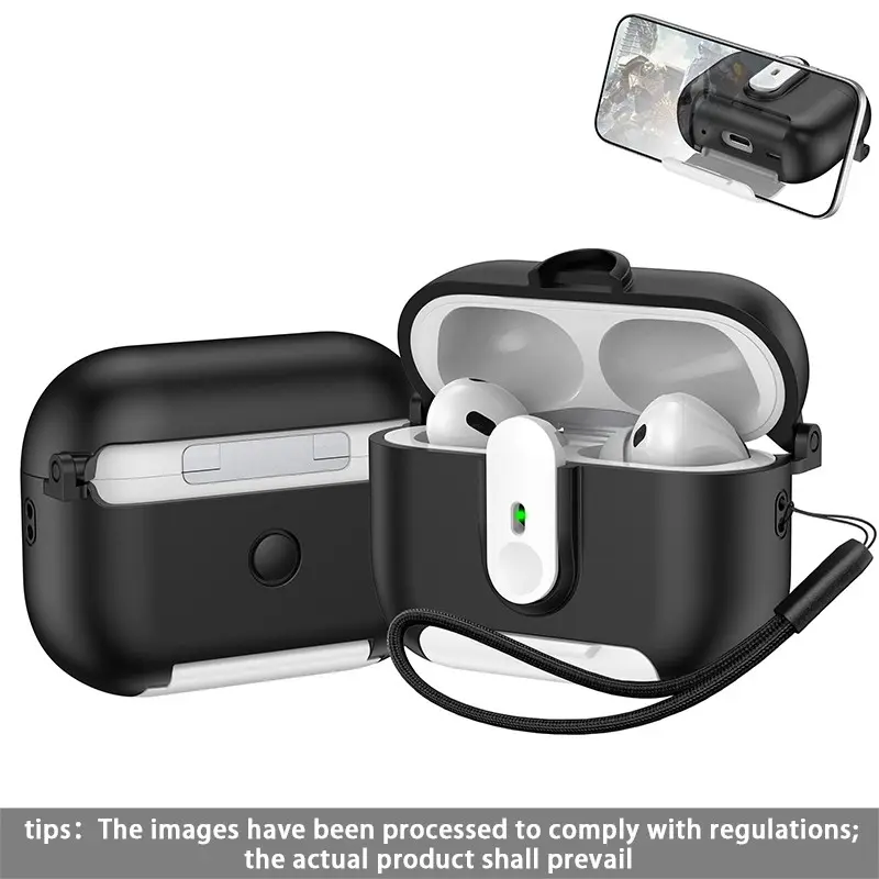 One-Button Flip Cover Lanyard Shockproof Earphone Case, Compatible with AirPods 4, 3, Pro2, Pro, 1/2, Durable Protection Audio