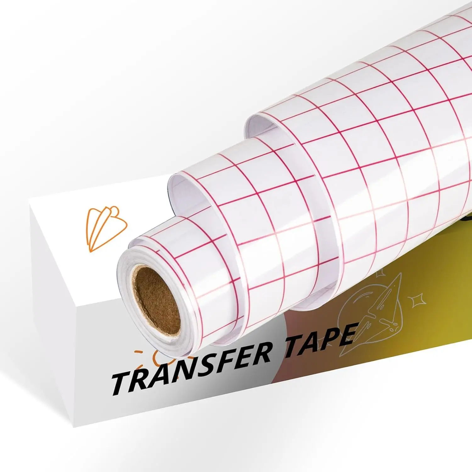 Transfer Tape for Vinyl -12" x 12 FT w/Red Alignment Grid Transfer Paper, Medium Tack Vinyl Transfer Tape for Adhesive Vinyl for Signs Stickers  Walls Doors & Windows