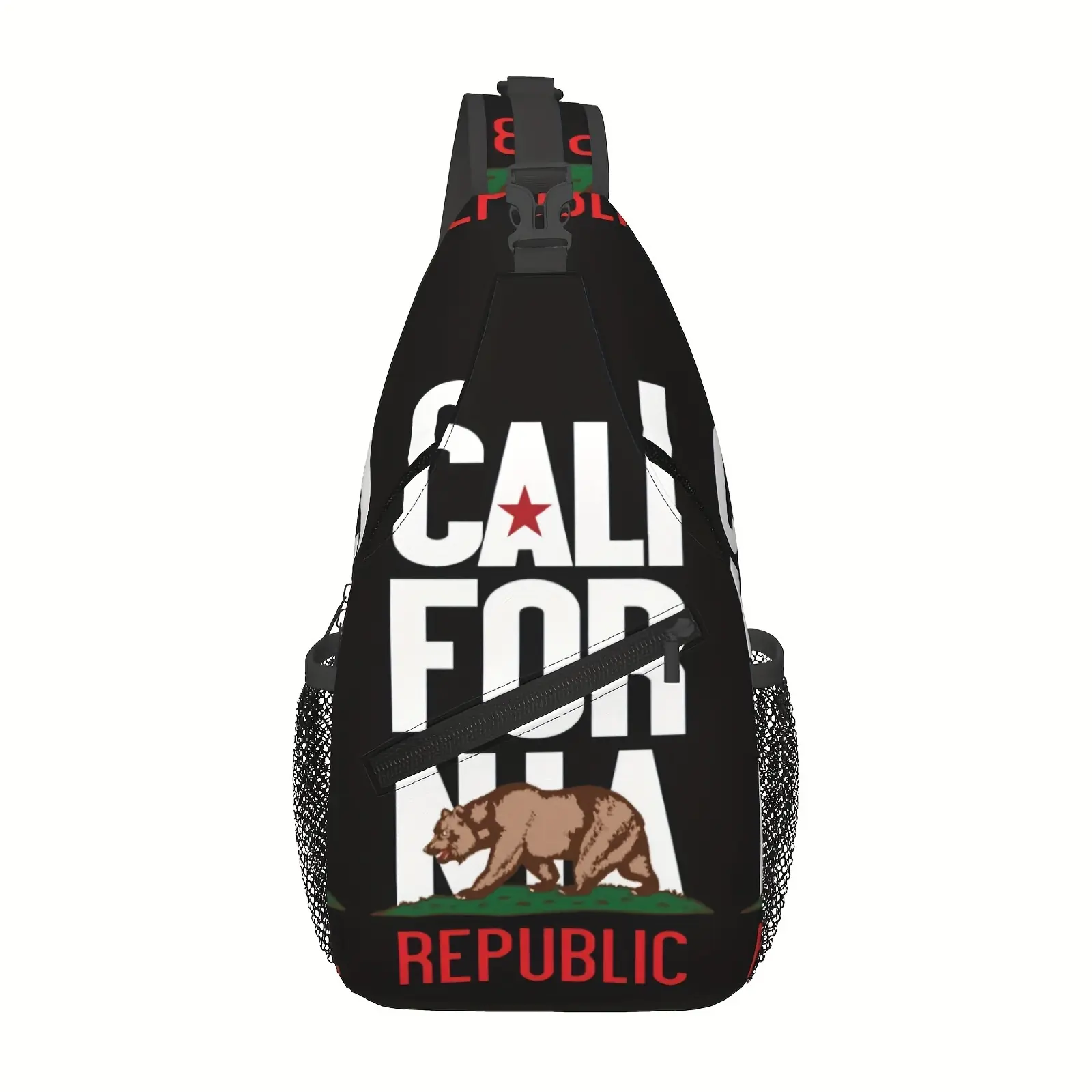 Crossbody chest bag, hiking backpack, California flag shoulder bag, foldable, large capacity, stylish and durable, suitable for shopping, work, leisure travel, beach bag, fishing backpack, travel essentials, school backpack, Christmas gift