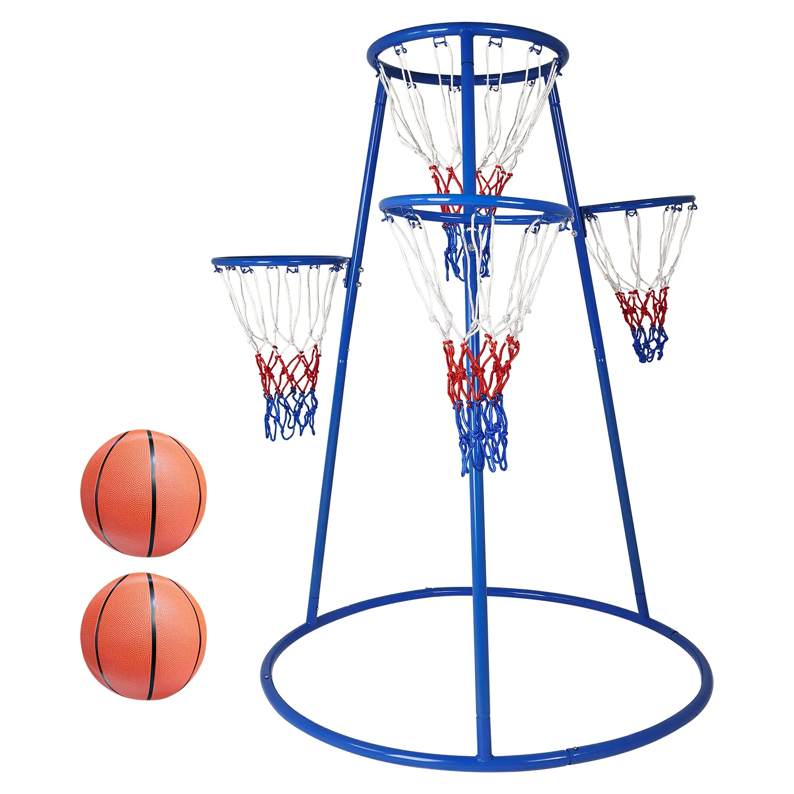 Garvee 4-Hoop Kids Basketball Hoop Set, Adjustable Toddler Basketball Goal for Indoor/Outdoor Play - Metal Frame - Includes 4 Mini Basketballs & Air Pump - Ages 3+