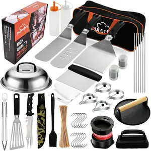 238PCS Premium Griddle Accessories Kit, Griddle Tools for Flat Top Grill with Enlarged Spatulas, Burger Press, Basting Cover & Storage Bag for Outdoor Barbecue