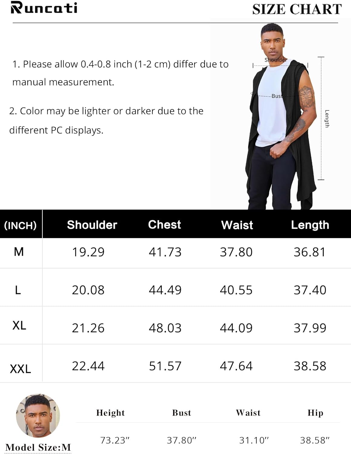 Beotyshow Mens Hooded Cardigan Sleeveless Ruffle Shawl Collar Open Front Knit Drape Robe Knitwear Menswear