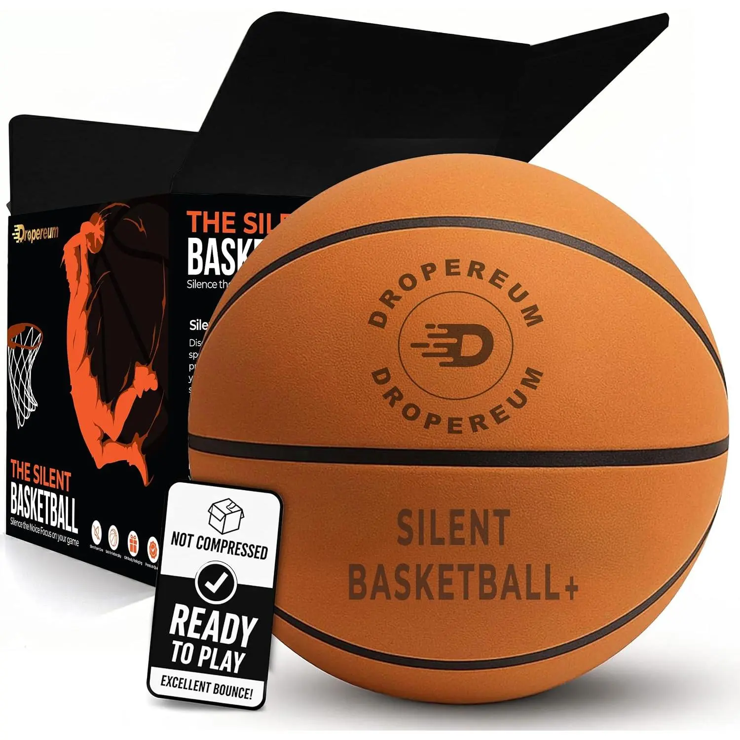 Silent Basketball Size 7 (29.5") – Grooved Airless Indoor Basketball for Indoor Training, Quiet Dribbling & Apartment Practice, Noiseless Basketball Training Ball, High Bounce & Deep Grip Channels