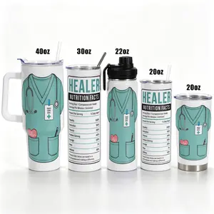 1 pc, 40oz/30oz/22oz/20oz Stainless Steel Vacuum Insulated Cup with Leak Proof Lid, Nurse Appreciation Gifts Double Wall Travel Flask Keep Cold 24H Hot 12H, Cup Holder Friendly Healer Print Medical Worker Graduation G