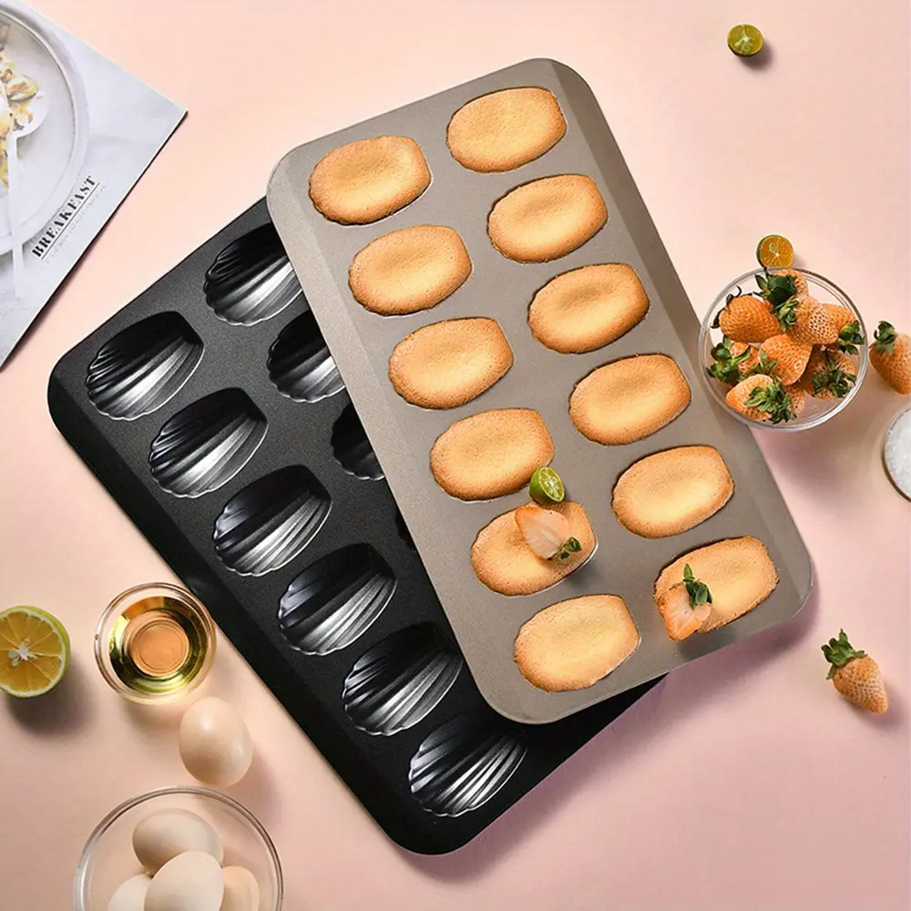 2pcs,12-hole  Cake Pan Madeleine Tray/Tin/Mold Madeleine Sugar-Free Cookie Tray  Cake Mold/Mold Tin Metal Cookie Mold
