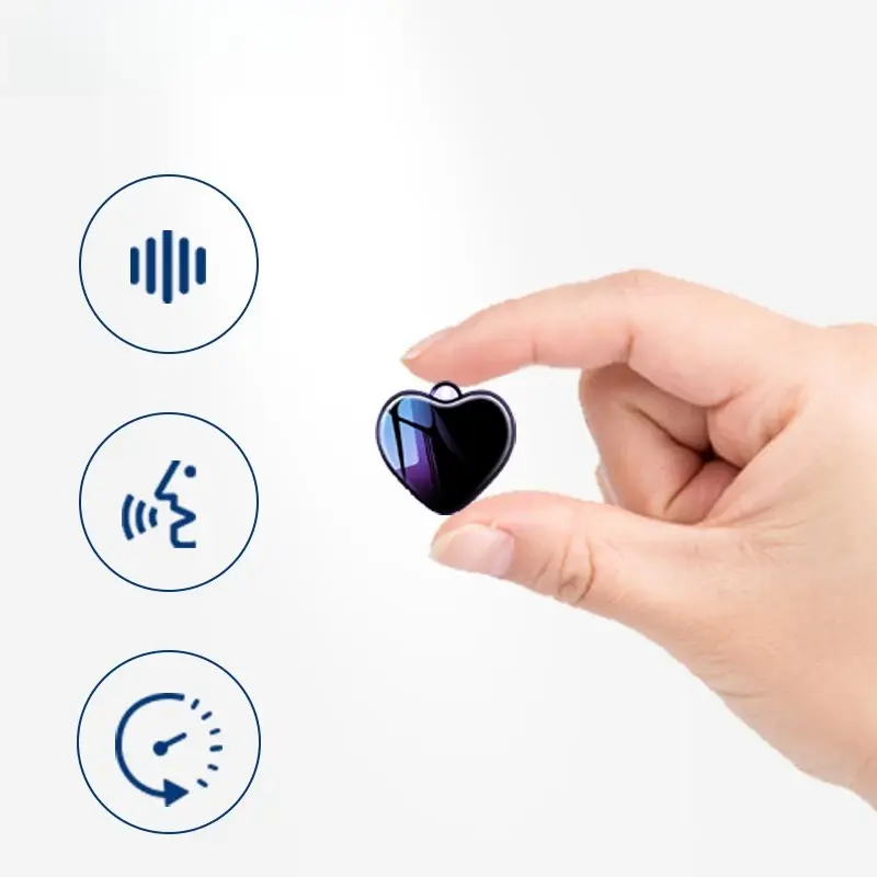 Heart Shaped Mini Voice Recorder, 85g Compact Plastic Portable Digital Audio Recorder with 1-Click Recording, Voice-Activated Recording, Auto Save, Micro USB Plug, Android OTG, 4.2*3.7*0.96cm Dimensions, Computer Connection, Data Cable*1