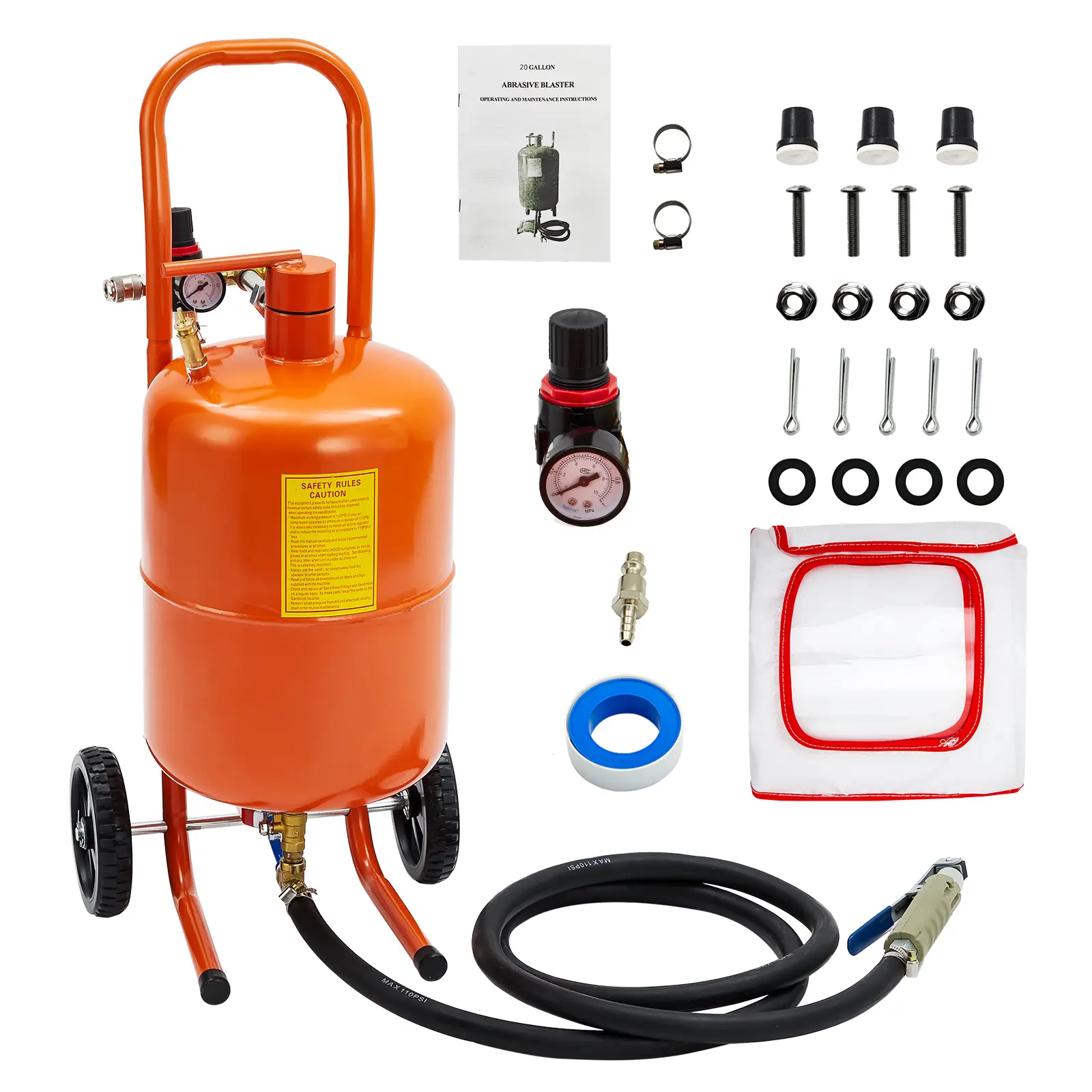 Sand Blasting Machine,Pressure Air Sand Blasting Kit with Ceramic Nozzles & Oil-Water Separator, Portable Abrasive Blaster