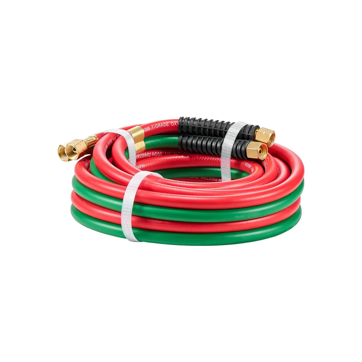 Oxygen Acetylene Hose, 1/4-Inchx 15FT Oxy Acetylene Hose with 9/16"-18 B Fitting, 300PSI T Grade Welding Cutting Torch Twin Hose, Compatible with Oxygen, Acetylene, Propane and Other Fuel Gases