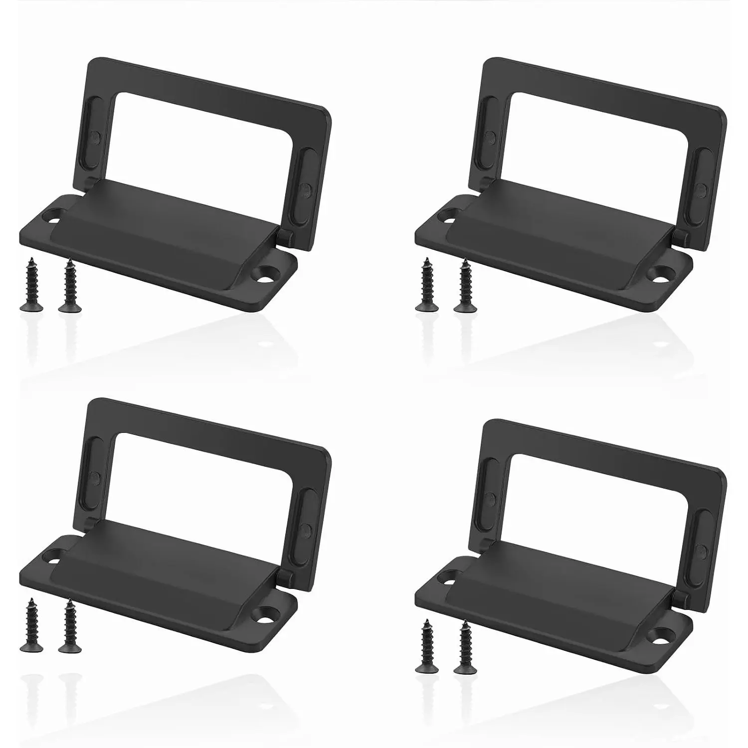 4 count Flush Ring Pull Cabinet Handles,  Recessed Foldable Drawer Pulls, Zinc Alloy Low Profile Furniture Door Pulls for Cupboard Wardrobe, Matte Black