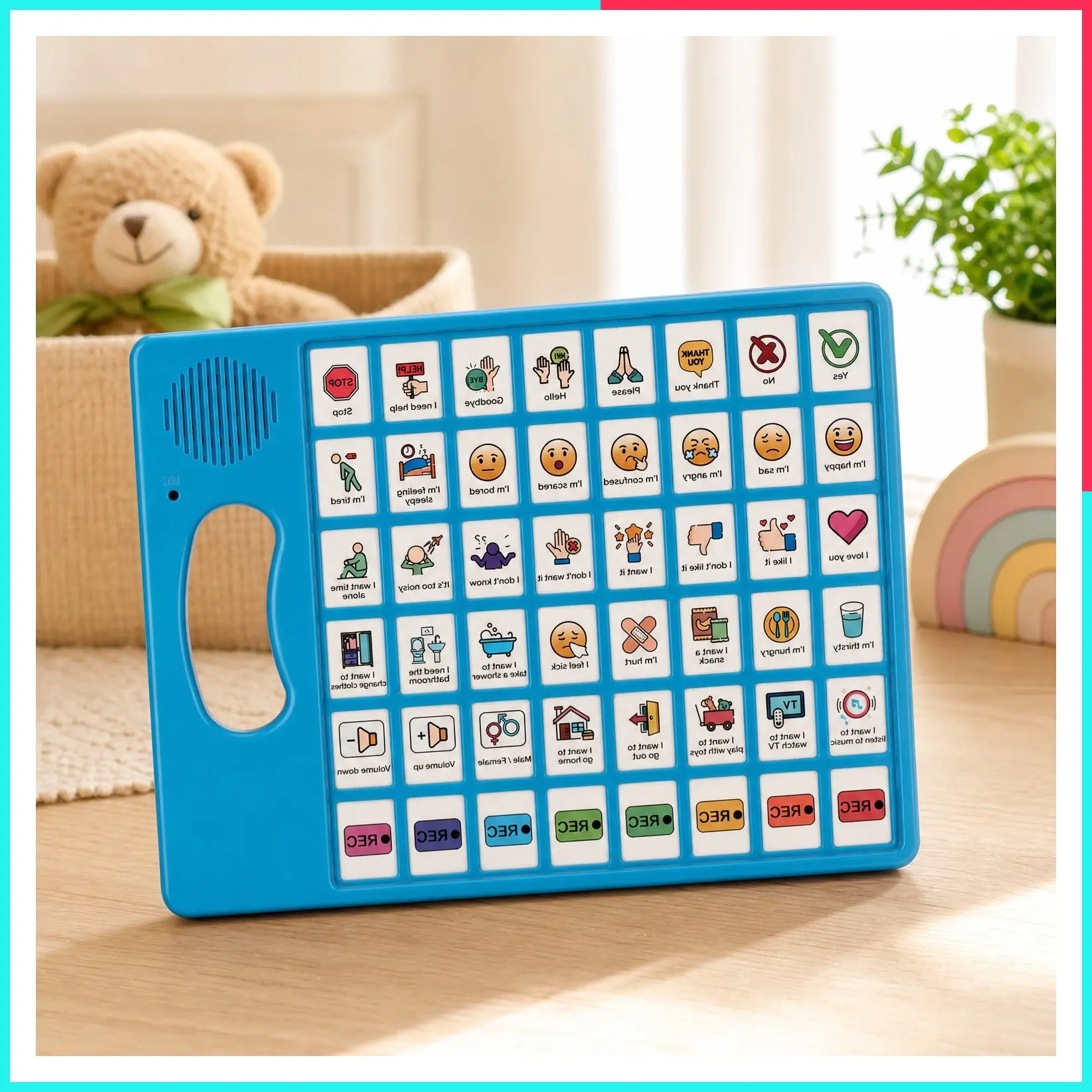 AAC Communication Device for Autism, Nonverbal Communication Tool for Speech Therapy & Stroke Rehab – Talking Tablet with 8 Programmable Buttons and Adjustable Volume