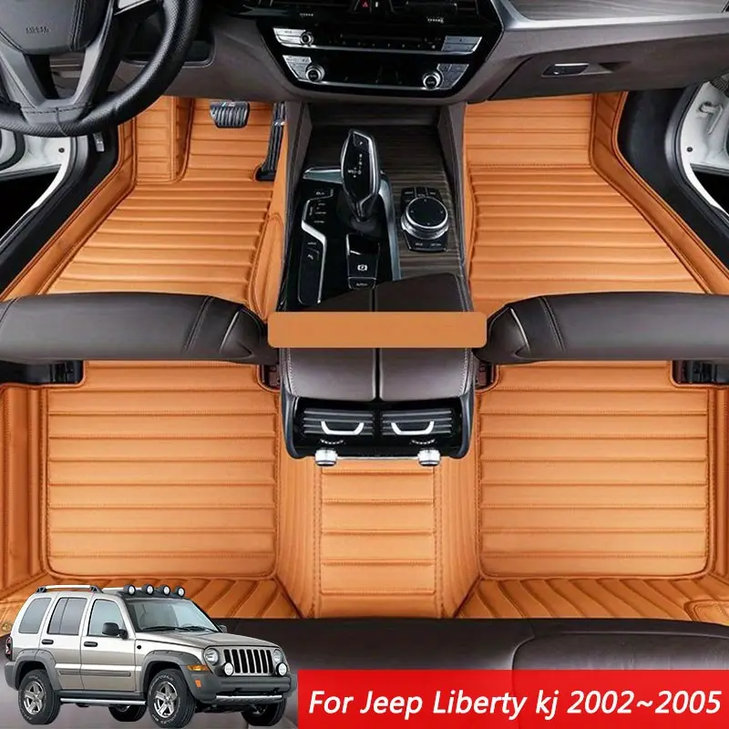 LHD PU leather floor mats for car for Jeep Liberty kj 2002~2005 complete set of carpet floor mat interior，detachable special leather floor mat thickened easy to clean floor mat anti dirty protection for car interior accessories，not for sale in the UK