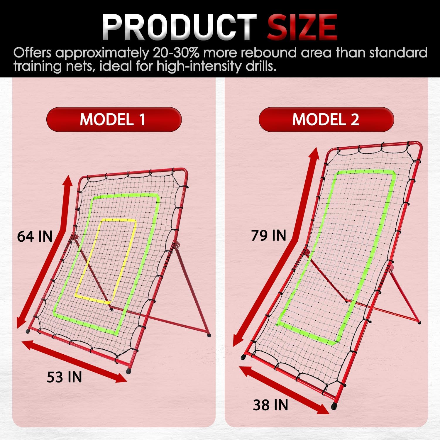 2-in-1 Volleyball Rebounder Net:Convertible 7x3.5 FT Rebounder Net & 5.5x4.5 FT Rebounder Net for Baseball,Softball,Volleyball,Lacrosse Training Multi-Sport Practice Equipment with Carry Bag