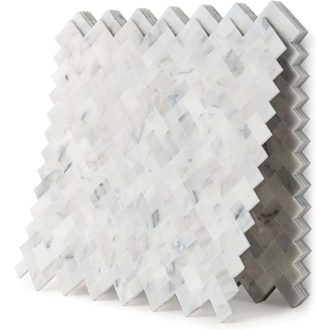 5-Sheet Genuine Marble Peel and Stick Backsplash — 11.7x11  Herringbone Real Stone Tiles,  & Heat-Resistant Self-Adhesive Panels for Kitchen, Fireplace &  Decor (4.5 Sq. Ft.)