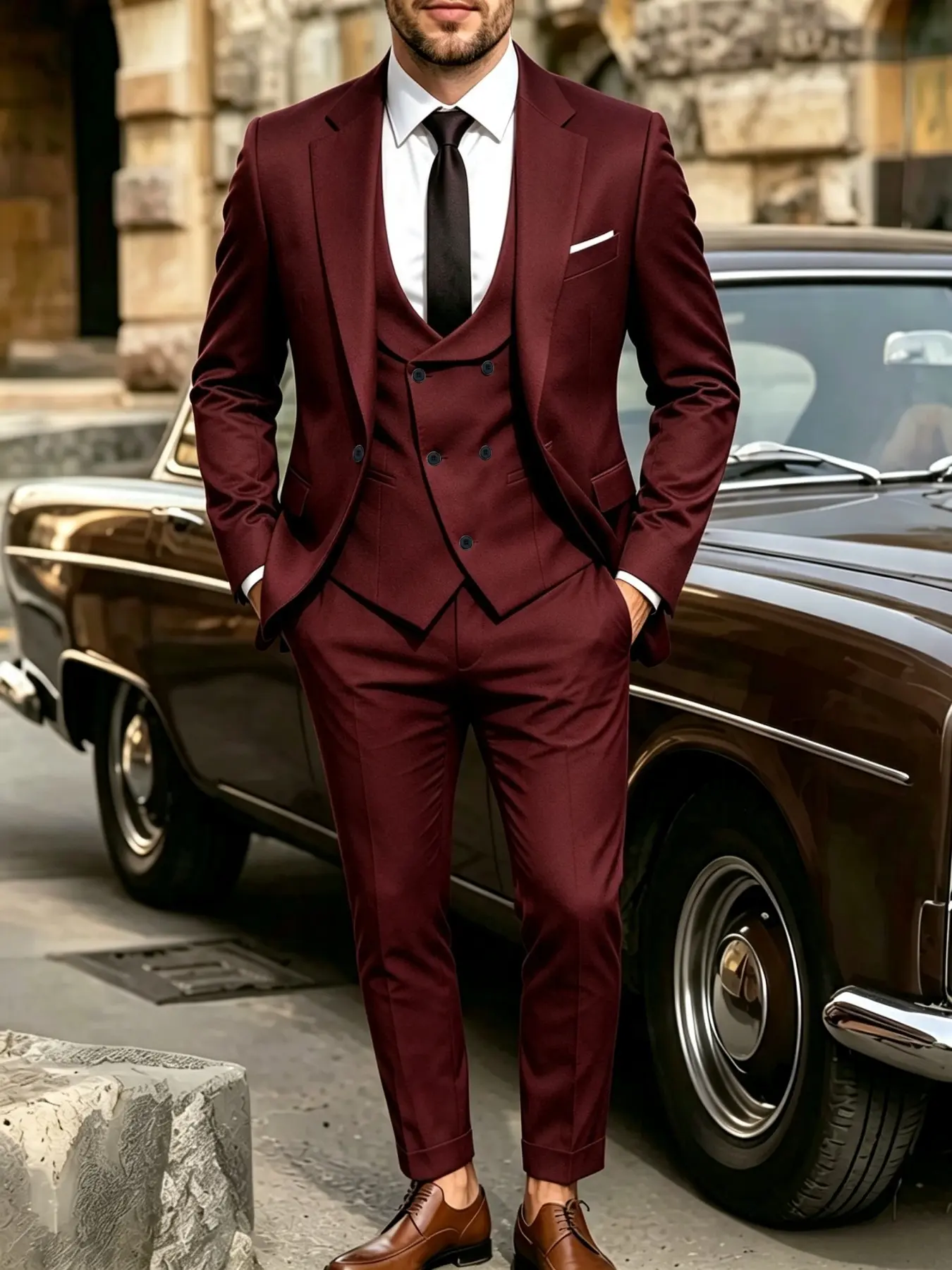 Men's 3pcs Suit Set, Work Uniform, Holiday Gift, Business, Halloween, Formal Tie, Suit Pants, Wedding Dress, Vest