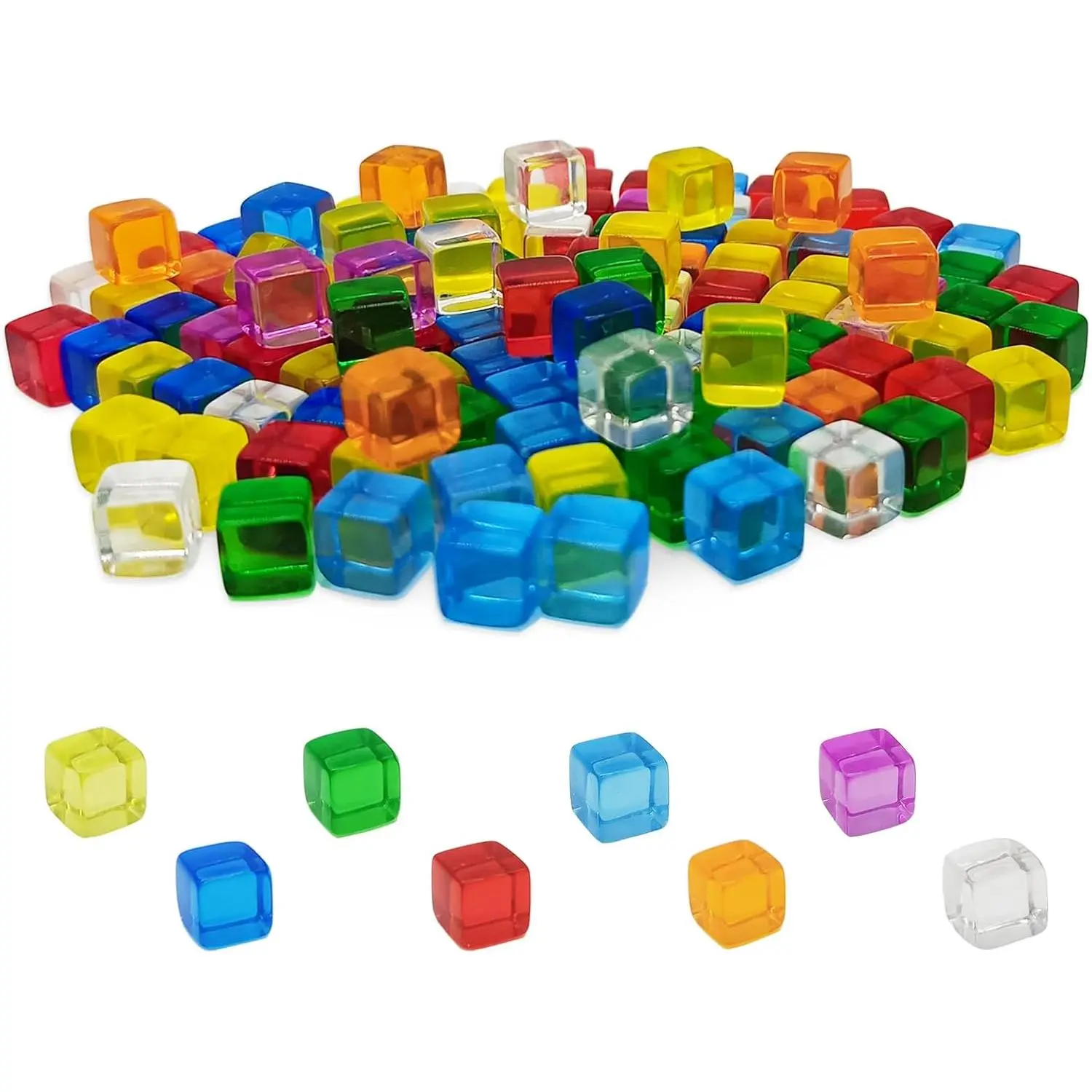 Mini Dice 8mm Acrylic Cubes, 160 Pcs Colored Dice Set for Board Game Tokens, Tabletop Gaming Pieces & DIY Crafts - Blank Dice for Customizationfidget toys