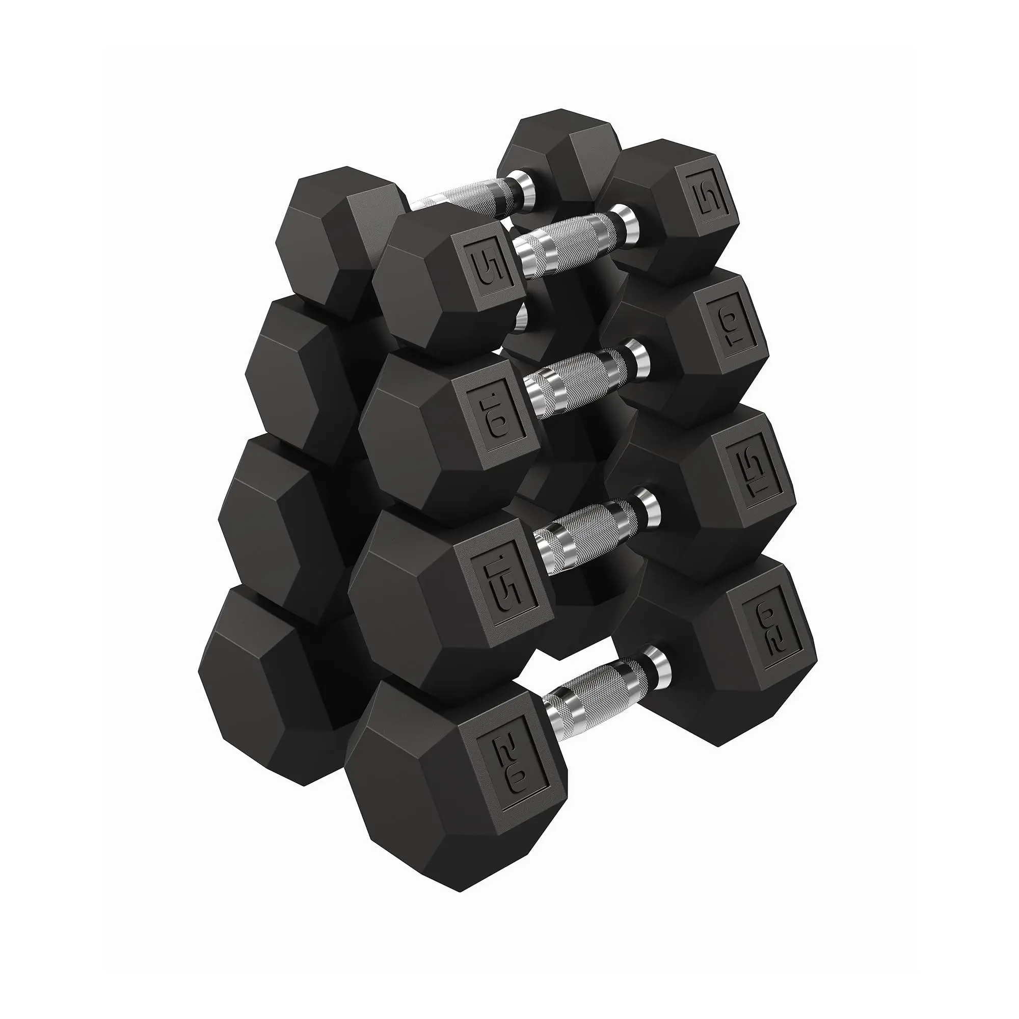 GARVEE 2-Piece 100 LB Hex Dumbbell Set - Rubber-Encased Cast Iron, Textured Carbon Steel Handles, Anti-Roll Design for Home Gym Strength Training, Dumbbell Rows