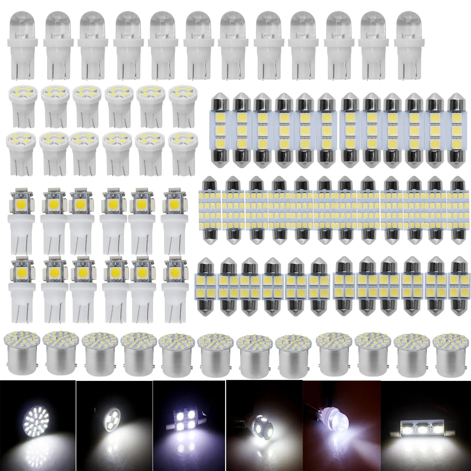28/56/84Pieces LED Car Interior Lights Bulb Kit - LED Dome Light 31 mm 36 mm 41 mm T10 for Car Interiors Map Dome Trunk Cargo Door Courtesy License Plate Light White
