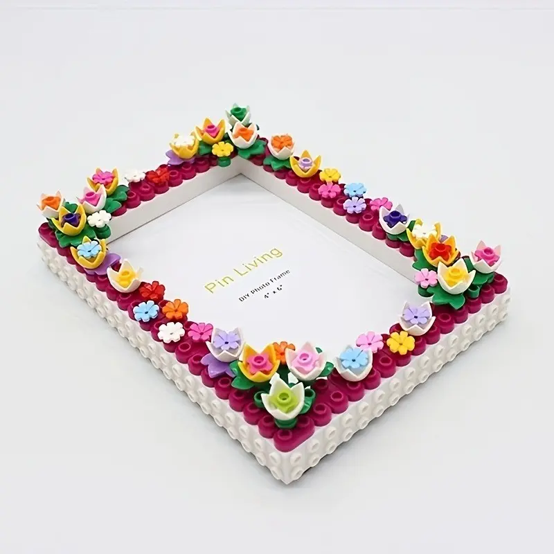 Creative Handmade Photo Frame, 6 Inch Block Puzzle Frame, Wall-Mountable Summer Decor, DIY Craft Kit, Perfect for Photos and Memories