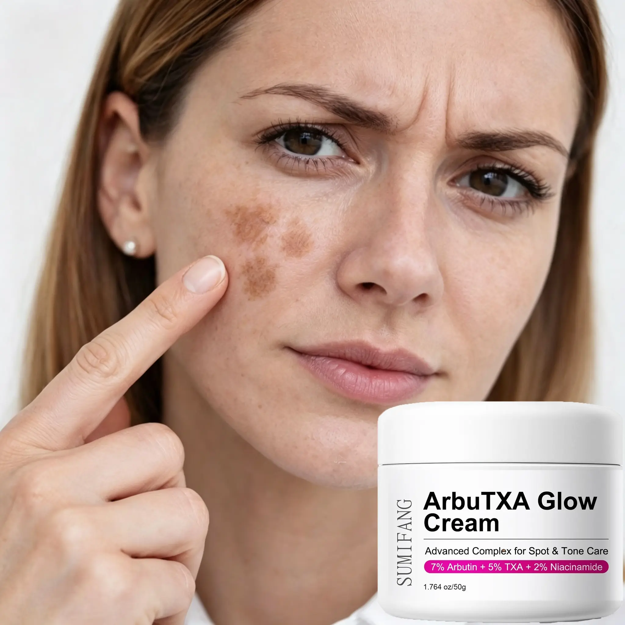 SUMFANG ArbuTXA Brightening Cream 50g, Face Cream, Brightening Daily Moisturizer – 7% Arbutin + 5% Tranexamic Acid – Reduces dark spots and improves dullness – Suitable for skin damaged by late nights and acne scars – Can be used morning and night
