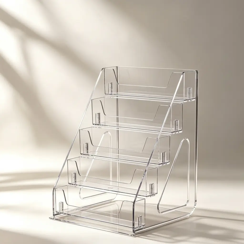 5-Tier Clear Acrylic Display Stand, Tiered Countertop Organizer Rack for Nail Polish, Essential Oils, Perfume, Sunglasses, Figures & Makeup Vanity Stor- Minimalist Vanity Organizer - Versatile for Multiple Settings - Perfect Holiday Gift - Party Essential