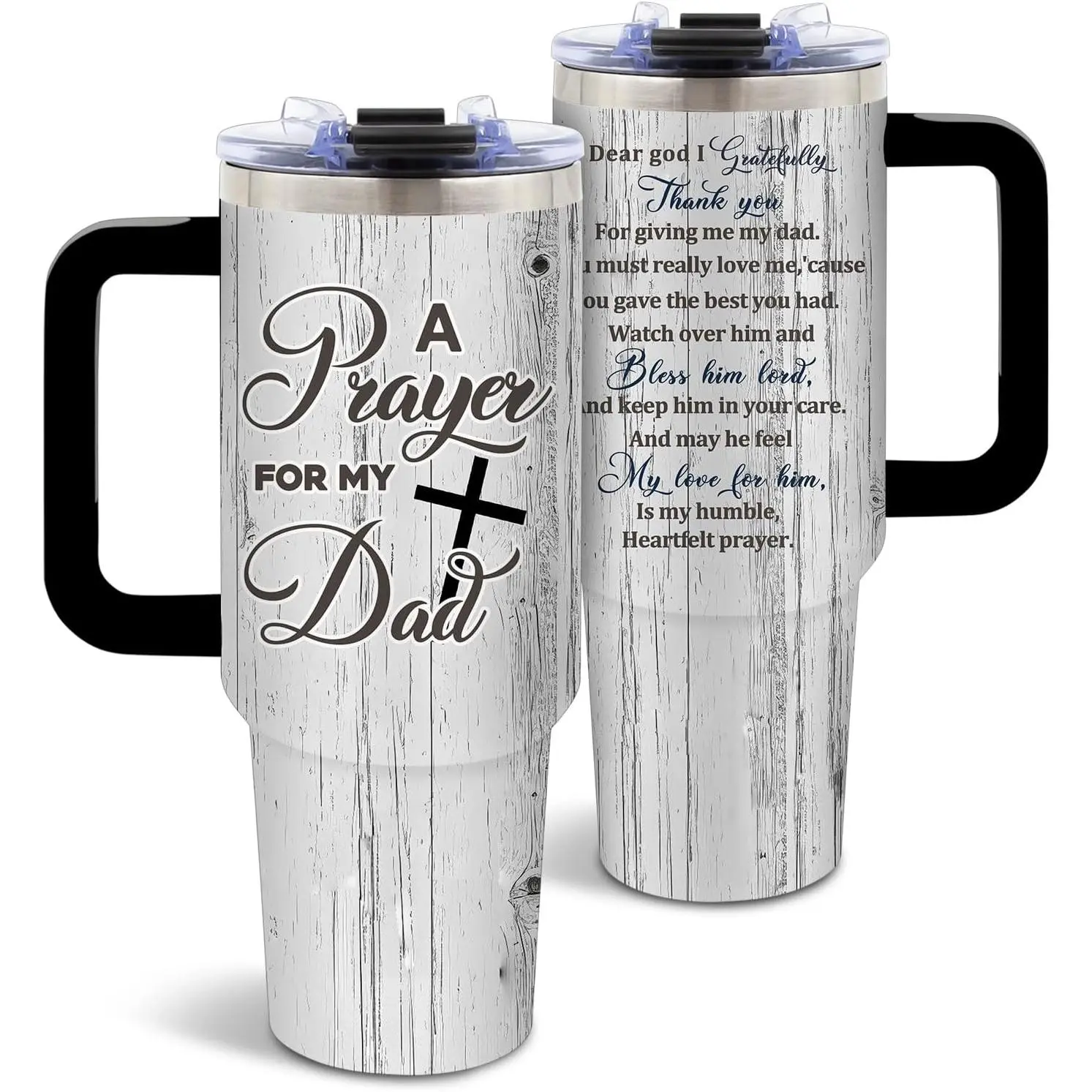 Dad Prayer Tumbler 40oz, Insulated Father’s Day Prayer Gift for Man | Heartfelt Prayer Dad Tumbler Leakproof, Religious Gift for Dads, Spiritual Chrismas Birthday Ideal Gifts for Man Dad, 1 Pack