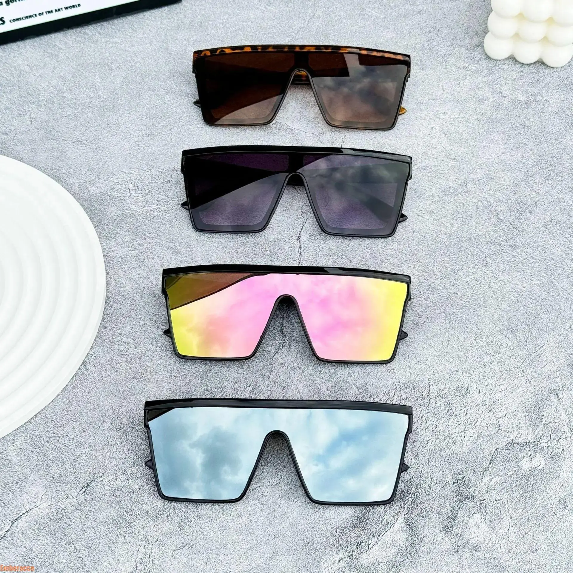 4pcs Unisex Polarized Lens Wrap Around Sunglasses - Retro Large Frame Sport Ready Outdoor Eyewear, Lightweight 1-Piece UV Protection Glasses with Yellow Night Vision Lens for Cycling, Driving, Daily Wear