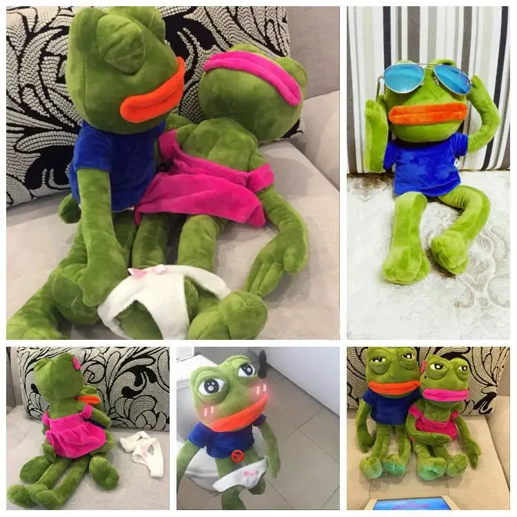45cm Pepe The Sad Frog Plush Toy - Huggable Collectible, Kawaii Stuffed Animal, Soft Furry Collectibles, Cute Stuffed Animals, Magic Expression Pillow, Kids Birthday Gift