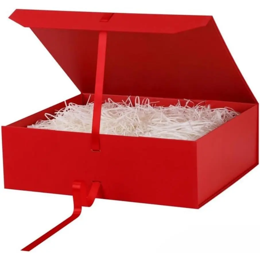 Large Gift Box Red 1 Pack 19x16x6 inch Luxury Gift Box for Presents with Closure Lid Collapsible,Birthday,Christmas,Wedding,Contains Shredded Paper Filler