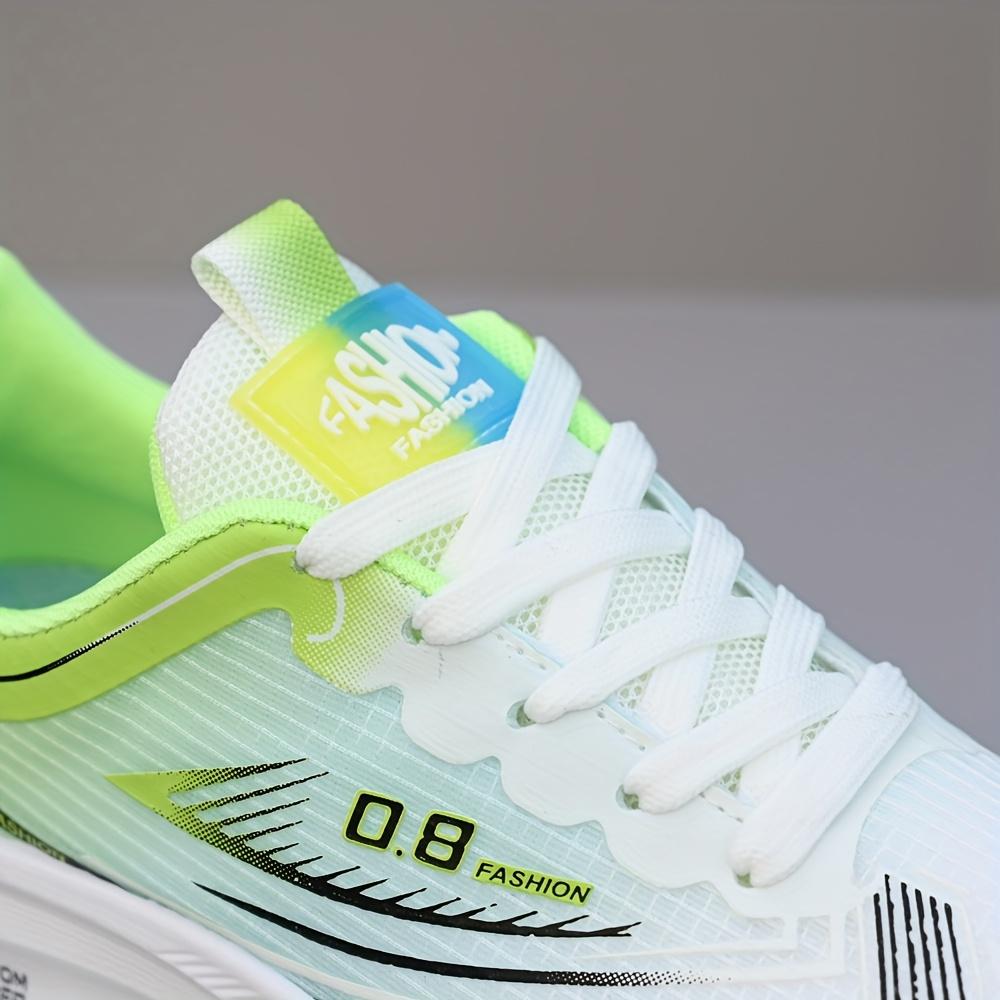 UYCEKK Men's White Low-Top Sneakers - Breathable Mesh Sneakers with Striped Sole & Minimalist, Lightweight for Running, Training, Gym - - Casual Wear, Lace-Up (Rubber Outsole) - Spring Summer