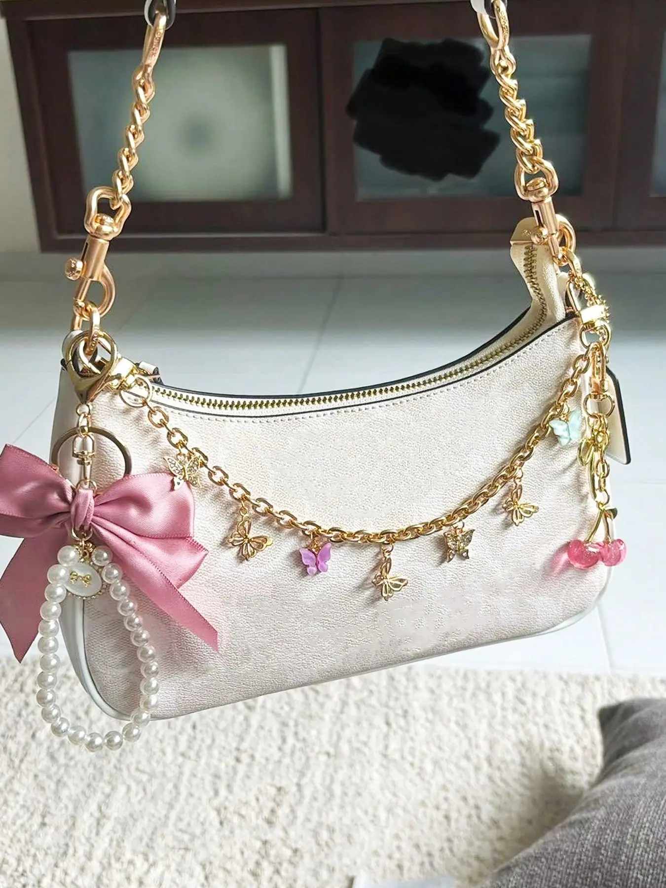 Y2K Nostalgia Bag Accessories Bag Chain Butterfly Bag Decorative Bag Extended Chain Lady Bag Pendant Bag Charm Purse Accessory