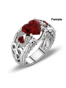 Eternal Heart Ring Set, New Ruby Women's Ring, Men's Ring, Unisex Celtic Dragon Ring, Couple Wedding Anniversary Engagement Promise Ring, Promise Engagement Rings