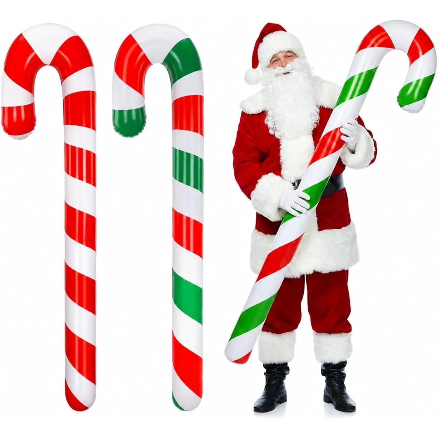 4 Pcs 54 Inch Christmas in July Inflatable Pool Noodle Floats Blow up Candy Cane Noodle Jumbo Candy Cane Swim Noodles for Xmas Holiday Yard Lawn Patio Garden Indoor Outdoor Decor Gifts