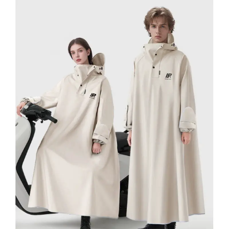 Unisex Waterproof Raincoat with Sleeves - Long, Waterproof, Windproof, And Reflective Rain Poncho for Adults, Khaki, Full Body Coverage, Ideal for Motorcycle Riding, Outdoor Activities, And Everyday Use, Waterproof Poncho