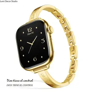 Missair 316L Stainless Steel Slim Band Compatible with Apple Watch (38–49mm) – “GOD IS IN CONTROL” Engraved Faith Daily Reminder Bracelet Strap Inspirational Gift for Women