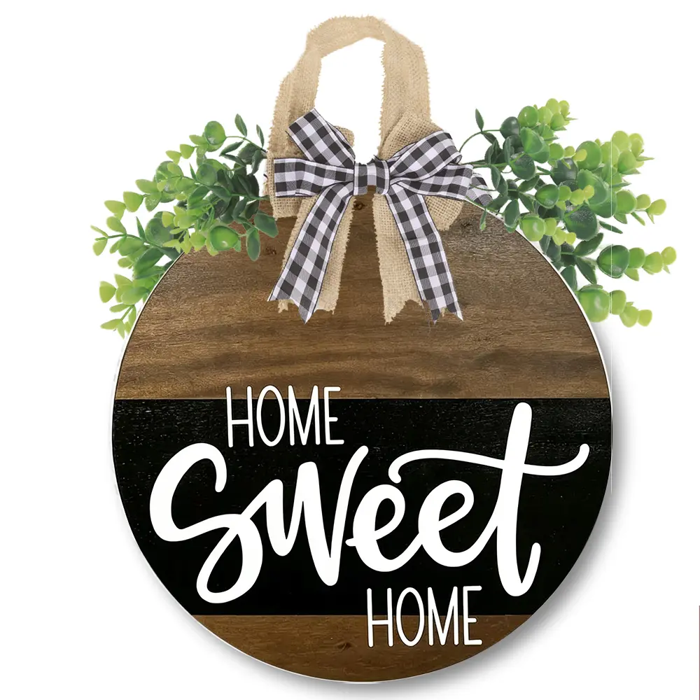 Home Sweet Home Letter & Bowknot Design Door Hanger, Wooden Hanging Sign, Festive Decorations for Home Front Door, Front Porch Decor, Welcome Gift for Any Occasion