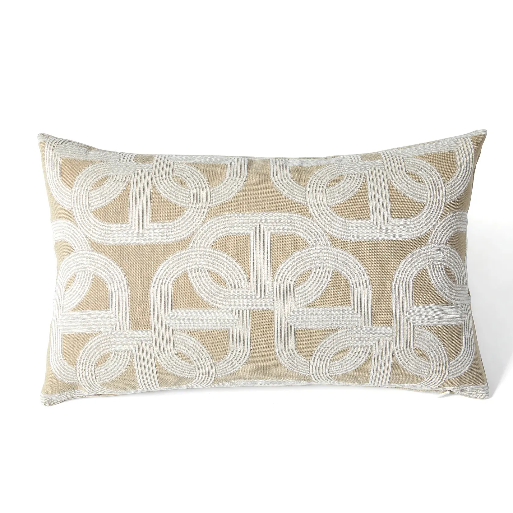 Horseshoe Design Lumbar Throw Pillow Cover – 20x12 Inch Polyester Jacquard – Decorative Animal Print Cushion Case for Sofa, Couch, Living Room, or Bedroom – Latte