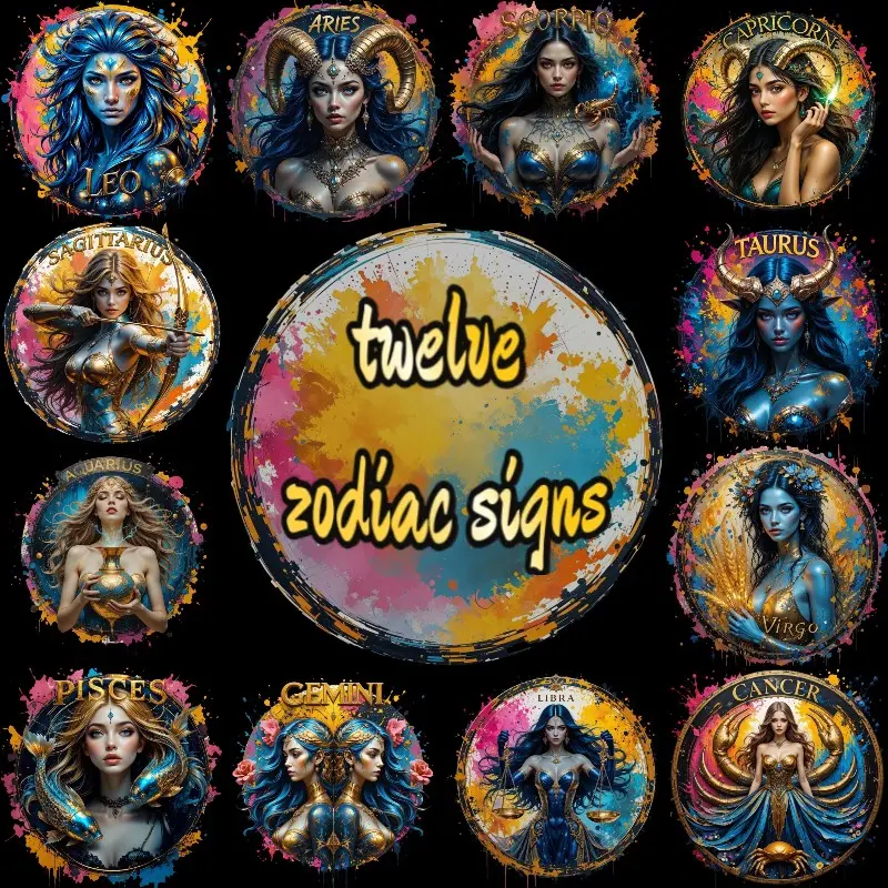 Zodiac Theme Diamond Painting Kit, Canvas Material, Acrylic Stickers, Customizable Size, Wall Decoration, Birthday Gift, Indoor Outdoor Decor