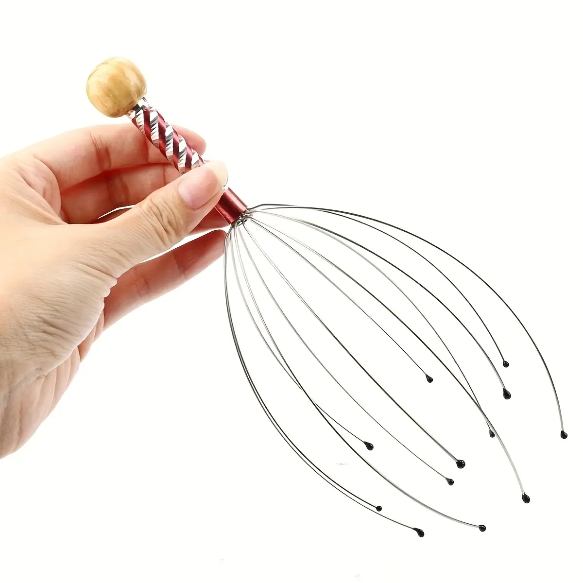 1PC Octopus Head Massager Stainless Steel Engraved Handle Head Relaxer Brain Massage Claw Scalp Scratcher Itch Reliever Random Color Body Care