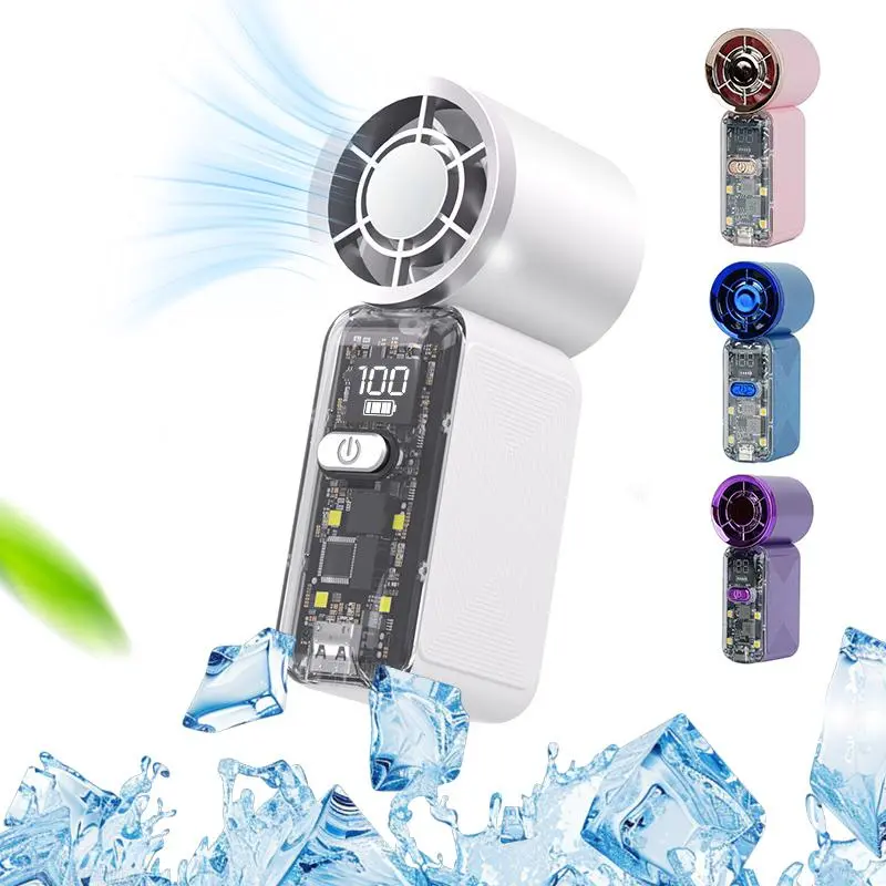 2026 Mini TurboFan Popular Portable Handheld Turbo Fan, 5 Gear Wind,Up to 6 Working Hours, Pocket fan, mini handheld turbo fan with built-in LED light beads for illumination,- Hand Fan Rechargeable with Air Turbo Tech Cooling Fan for Outdoor Activities