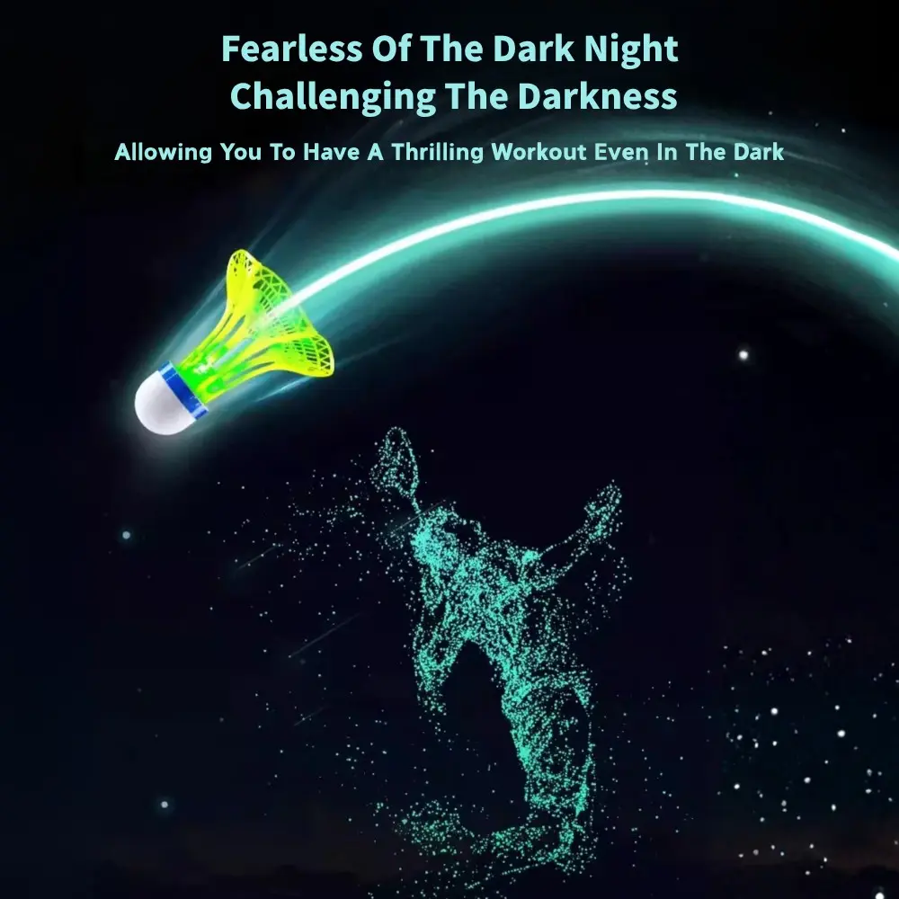 4 Pcs Windproof Glow-In-The-Dark Nylon Badminton, neon glow in the dark, High Elasticity Durable, Indoor/outdoor play, Wear-Resistant LED shuttlecock, glow in the dark Badminton, luminous Badminton, glow in the dark birdie