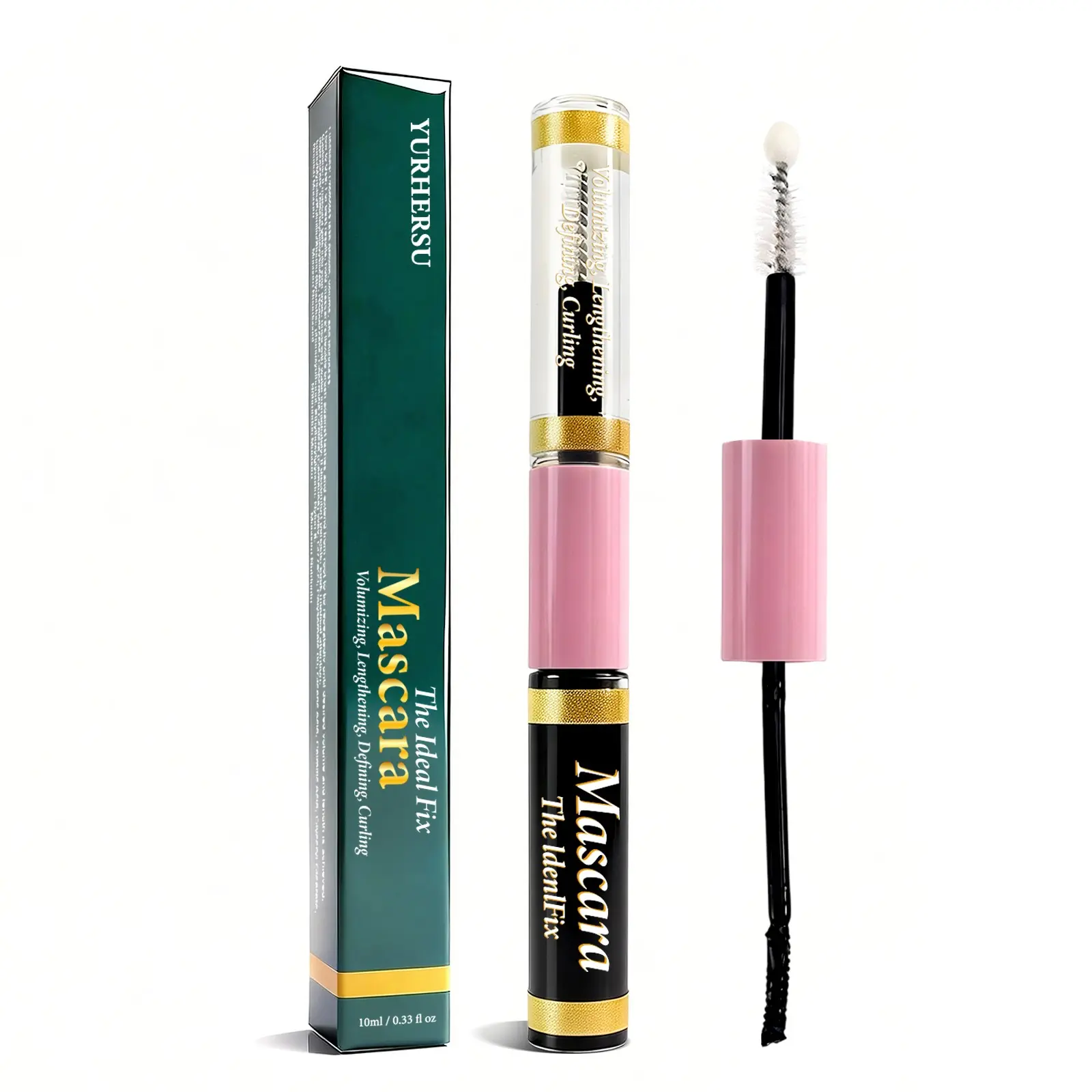 2 In 1 Waterproof Mascara & Lash Nourishing Serum, Long Lasting Volumizing Lash Makeup, Smudge Sweat Resistant Smooth Easy Application Gentle Eye Makeup Suitable For All Skin & Sensitive Eye Daily Beauty Cosmetic
