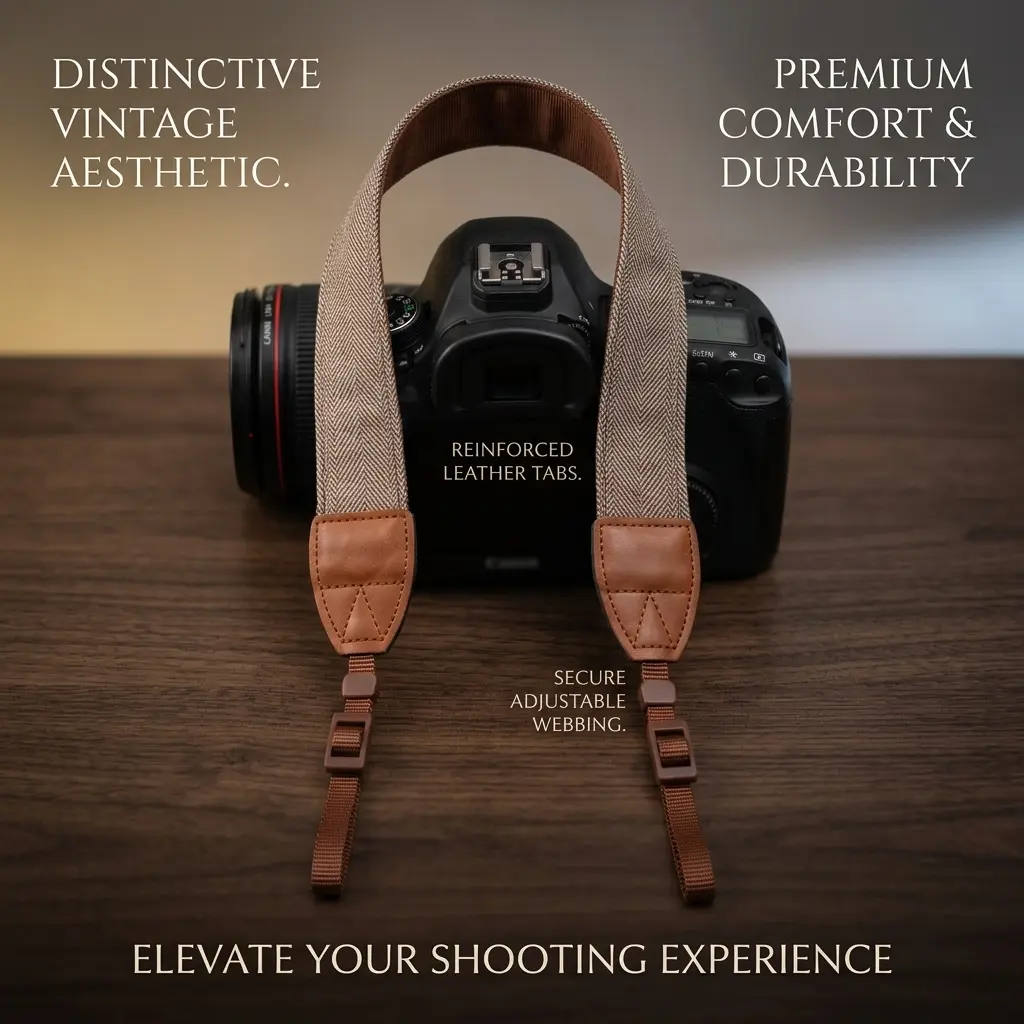 Adjustable Padded Camera Neck Shoulder Strap for DSLR & Mirrorless Cameras, Quick Release Buckle Lightweight Ergonomic Camera Sling for Long-Time Shooting