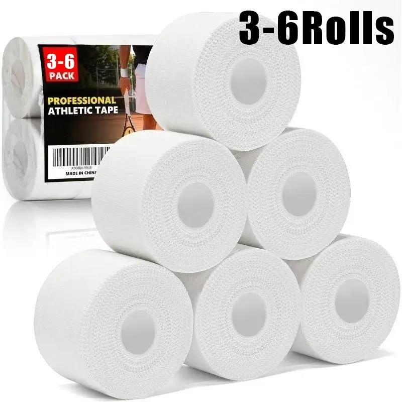 3/6 Rolls, White Sports Tape, No Sticky Residue, Easy to Tear, Suitable for Athletes and Coaches