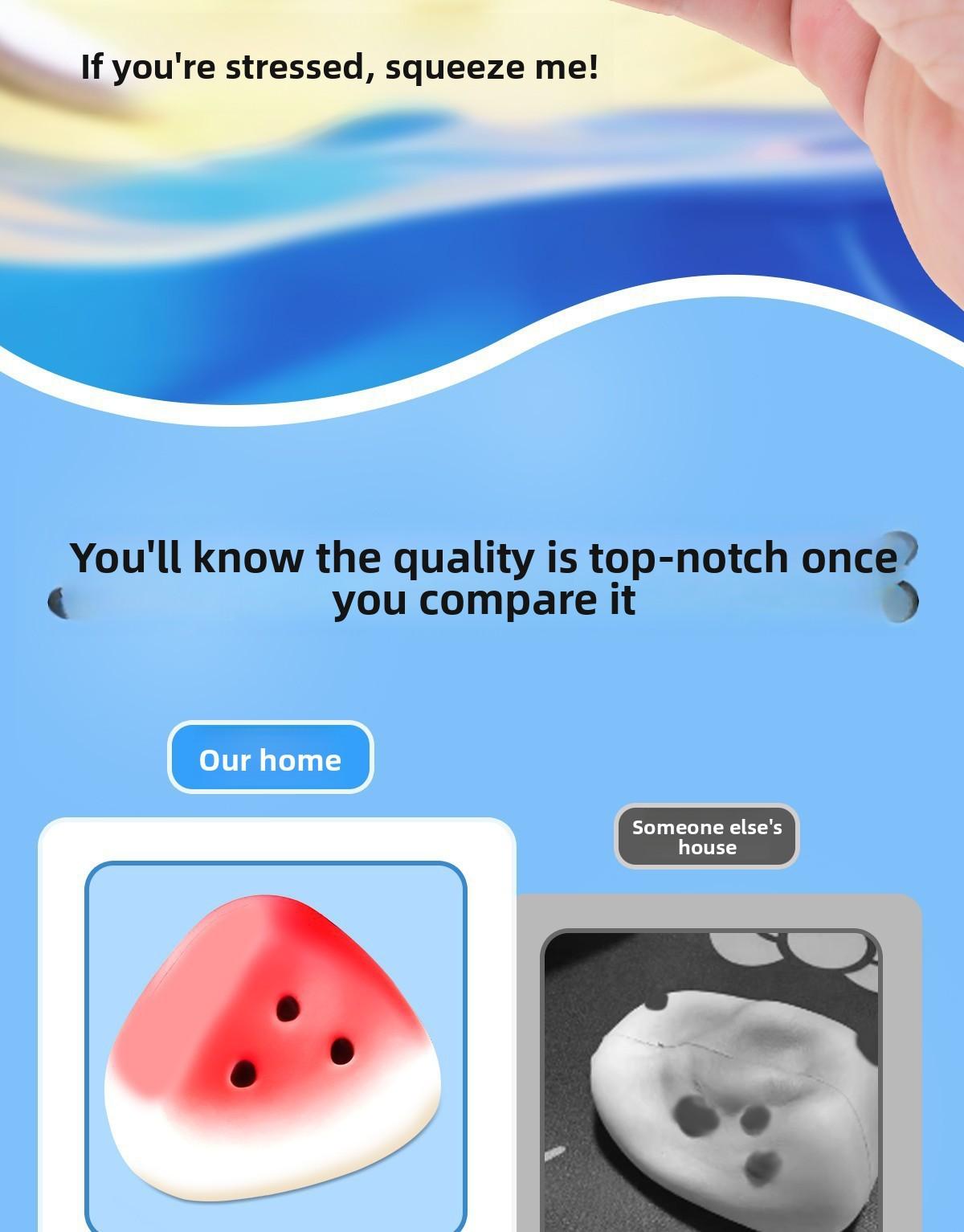 Super Soft Watermelon Squishy Slow Rebound Wet Texture Fidget Toy, Stress Relief Anti-Anxiety Desk Decor, Kawaii Gift for Teens Girls, Calm Sensory Toy for School Office Home, Satisfying Squishy Fun