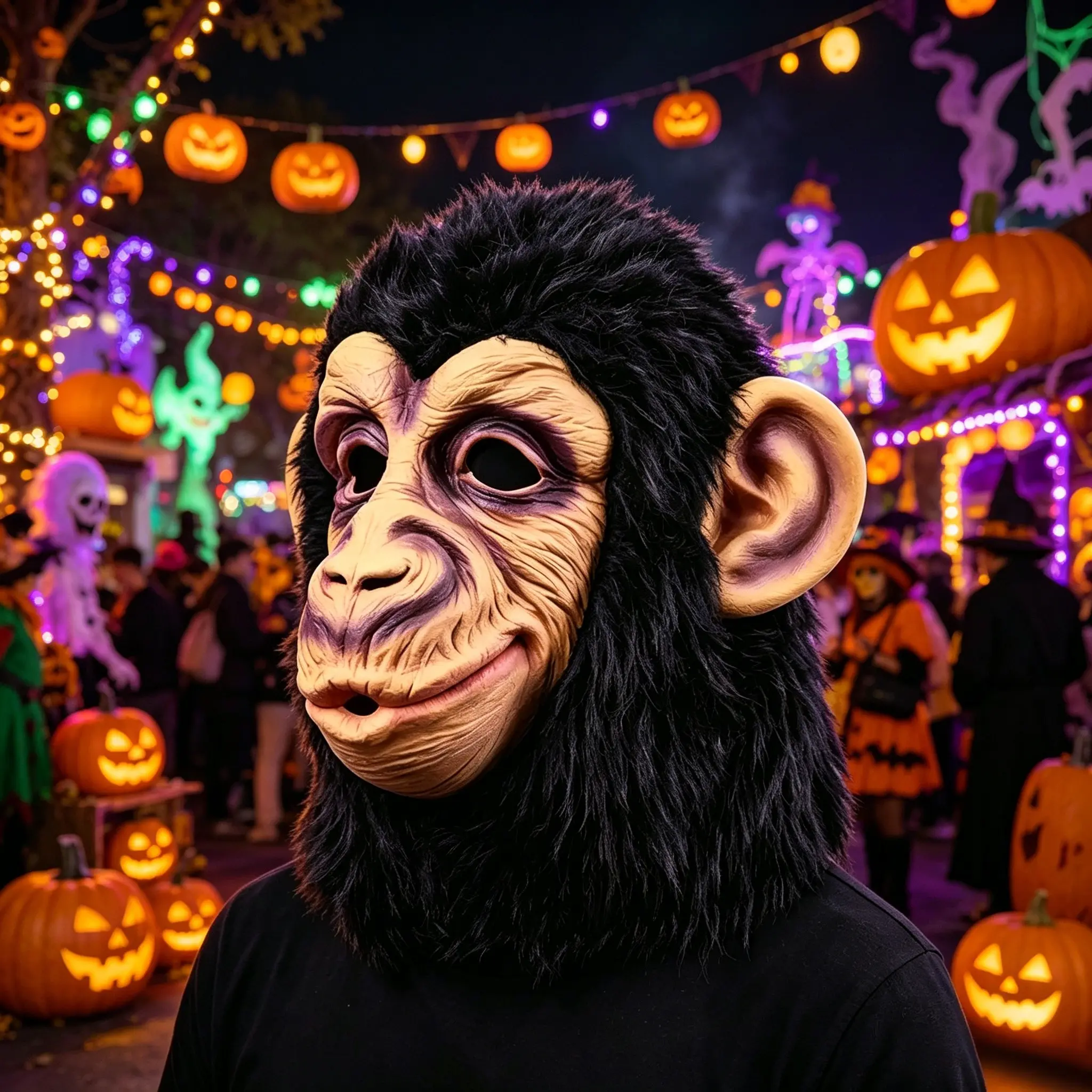 1pc Spooky Scary Funny Gorilla & Monkey Latex Mask, Realistic Full Head Animal Headgear, Cosplay Costume Mask for Halloween Party